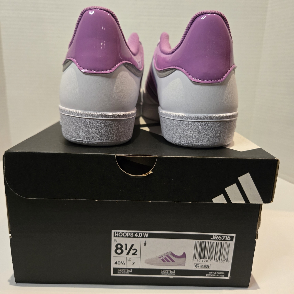 Adidas Hoops 4.0 White and Purple Sneakers - Picture 3 of 4